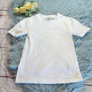 CALIA By Carrie Underwood Ribbed White Short Sleeve Tee in Pure White sz XS